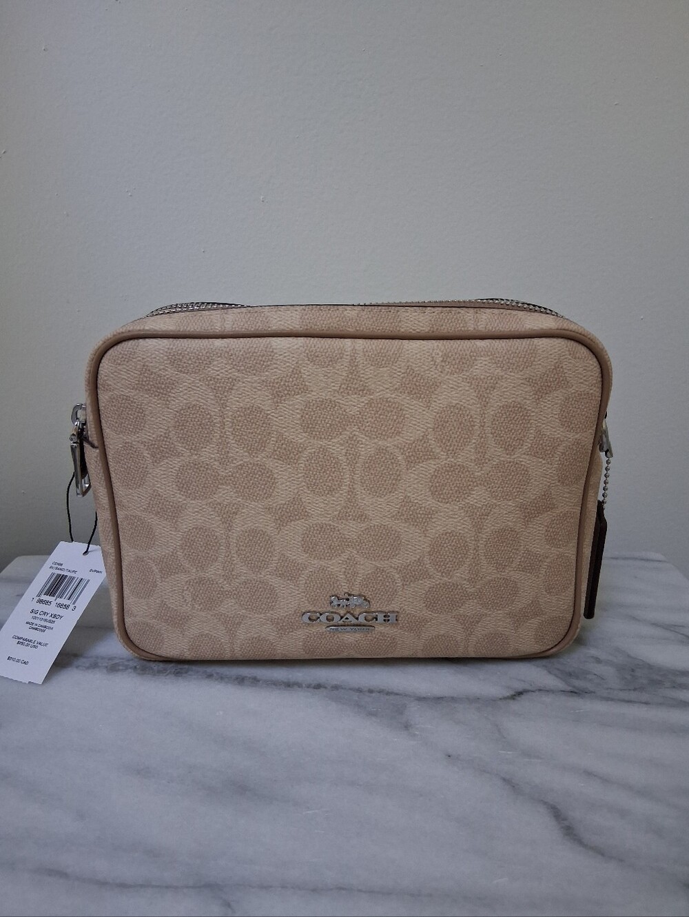 Coach Carey Signature Canvas Crossbody Bag SAND TAUPE
